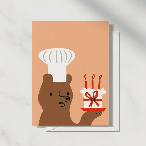 Baker Bear Birthday Card