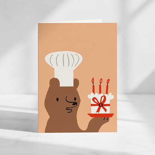 Baker Bear Birthday Card