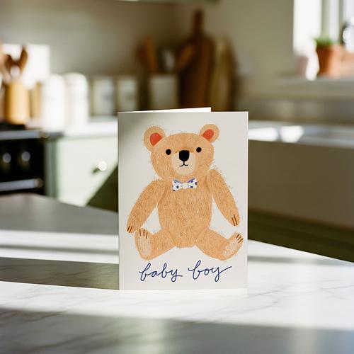 Baby Boy Teddy Card