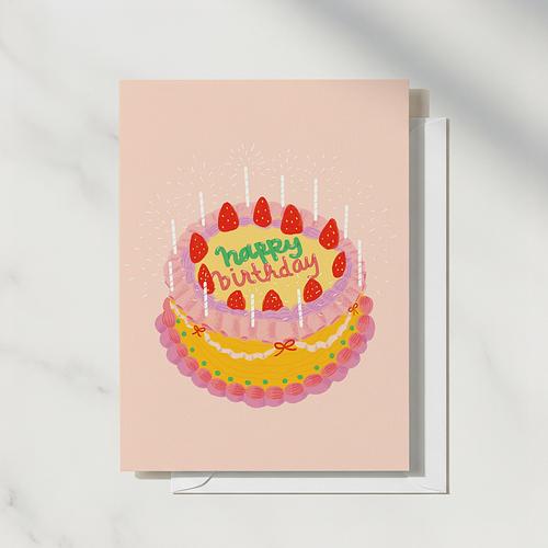 Strawberry Cake Birthday Card