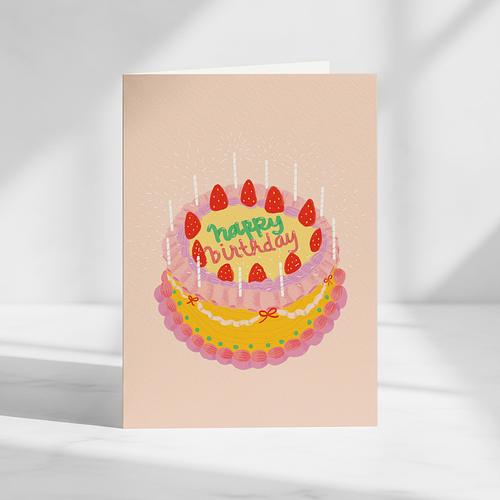 Strawberry Cake Birthday Card