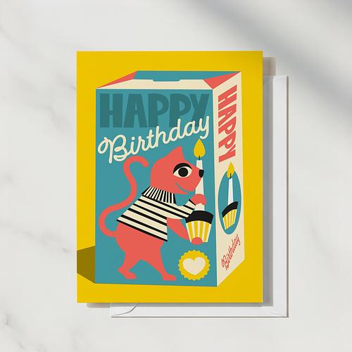 Retro Cat Birthday Card