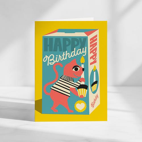 Retro Cat Birthday Card