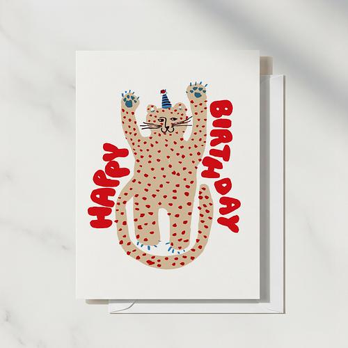 Party Leopard Birthday Card