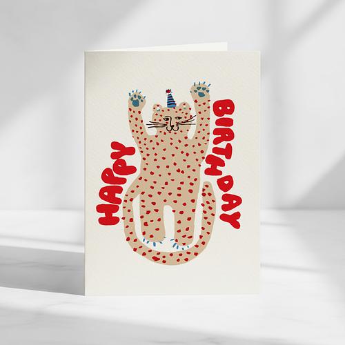 Party Leopard Birthday Card